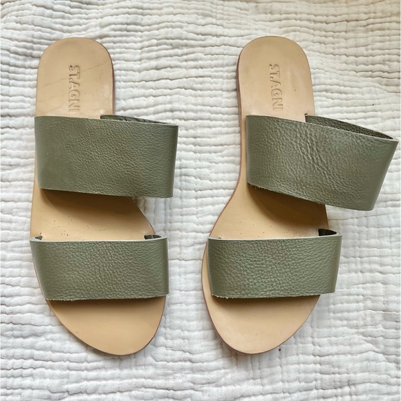 St. Agni | Army Olive Green Keiko Slide Sandals - Picture 2 of 7
